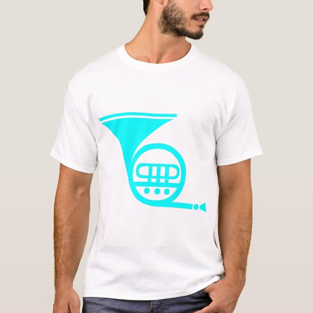 T-shirt Corne française - Cyan (Devant)