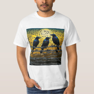 T-shirt Corneilles sur clôture à barbelé 5