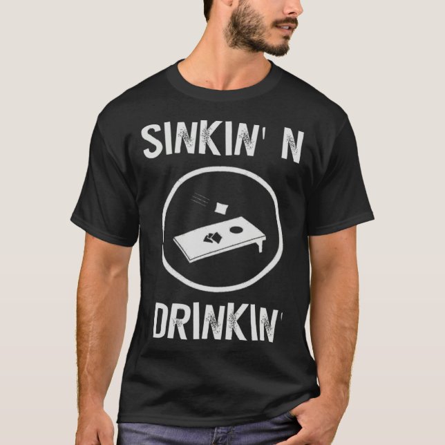 T-shirt Cornhole  For Men Team Beer Drinking (Devant)