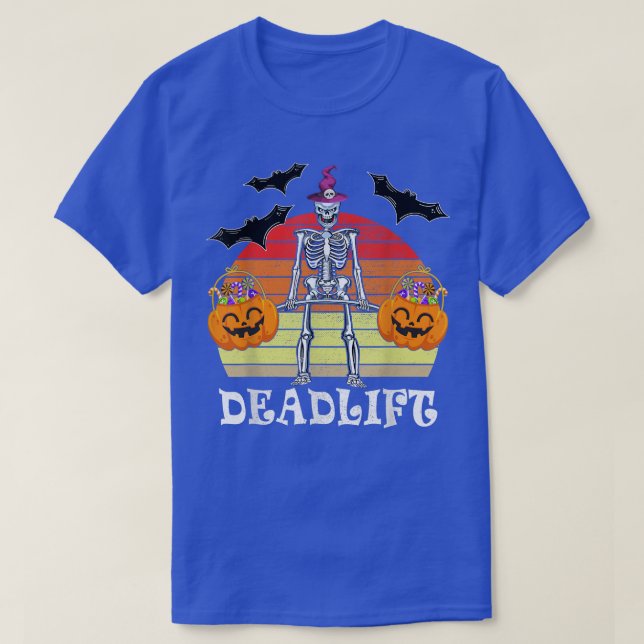 T-shirt Corps de musculation de citrouille squelette vinta (Design devant)