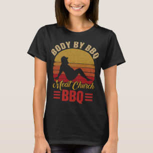 T-shirt Corps Homme Par BBQ Viande Vintage Eglise Grilling