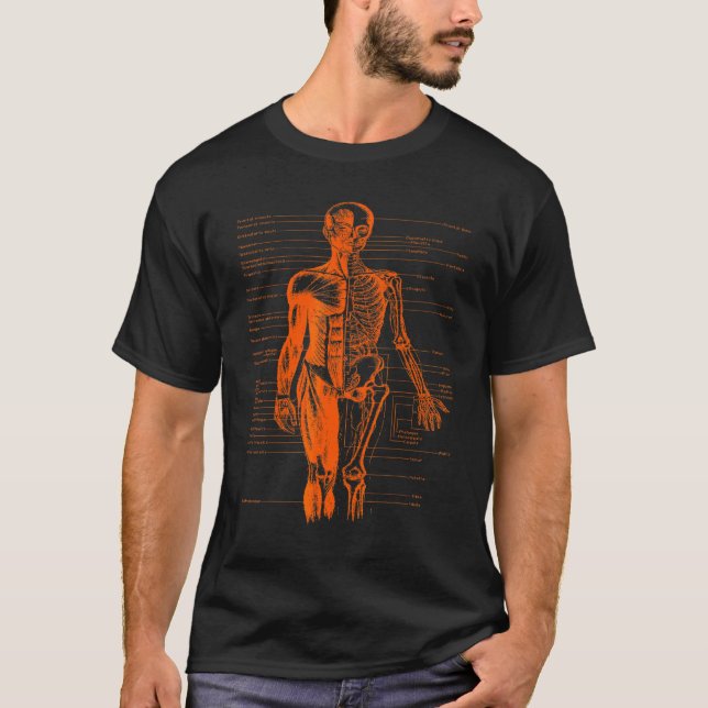 T-shirt Corps humain Muscle Anatomie Docteur Orange (Devant)