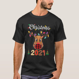T-shirt Correspondance famille Noël 2021 Plaid Mask Rudolp