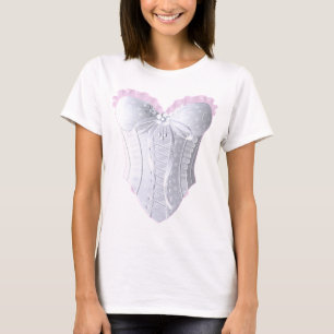 T-shirt Corset blanc et rose de dentelle