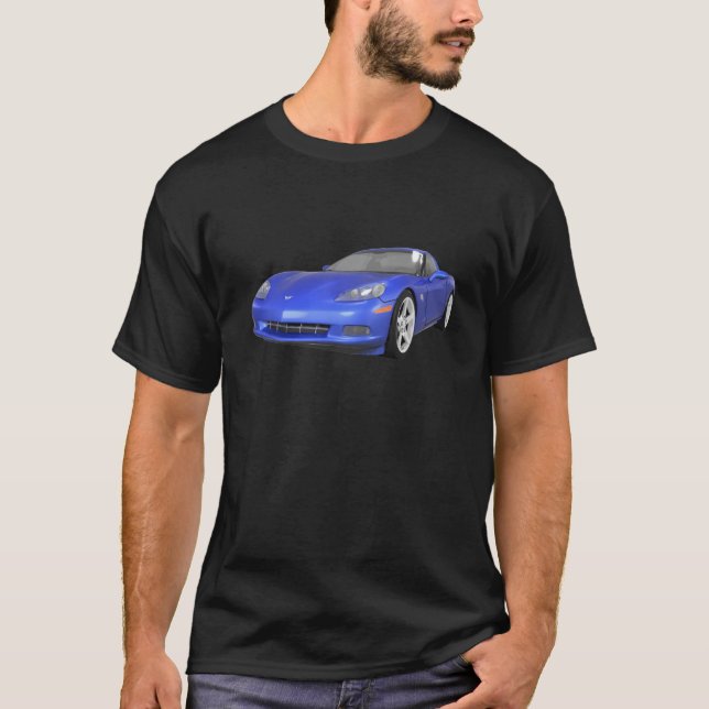 T-shirt Corvette 2008 : Voiture de sport : Finition bleue (Devant)