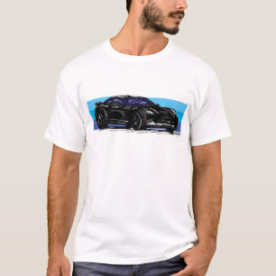 T-shirt Corvette C7 Black Sportscar avec Bleu Stripe