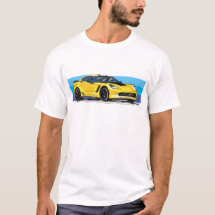 T-shirt Corvette C7 Sportscar Jaune avec Bleu Stripe