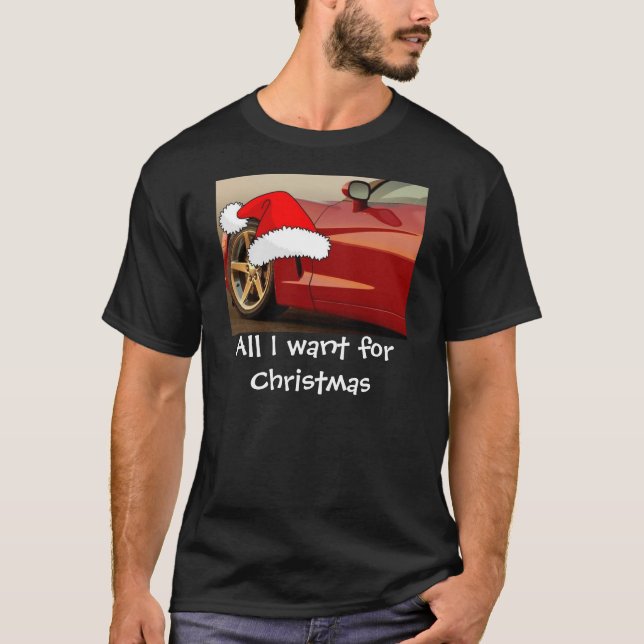 T-shirt Corvette rouge Noël (Devant)