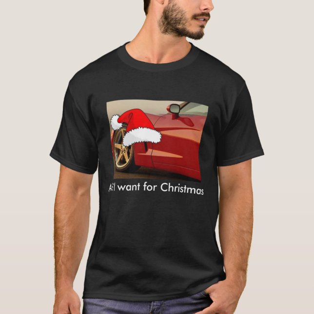 T-shirt Corvette rouge Noël (Devant)