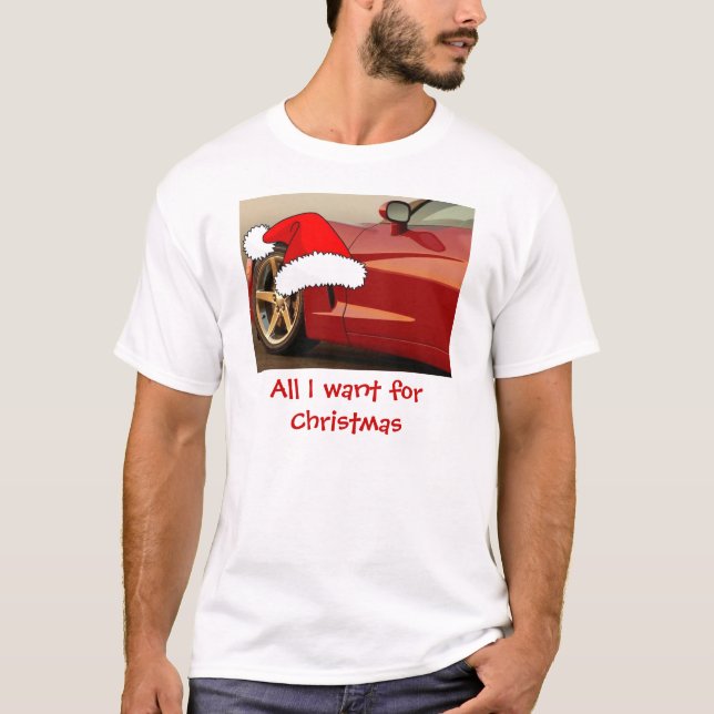 T-shirt Corvette rouge Noël (Devant)