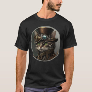 T-shirt Cos Steampunk Chat Mignon Rétro Scifi Engrenage Mé