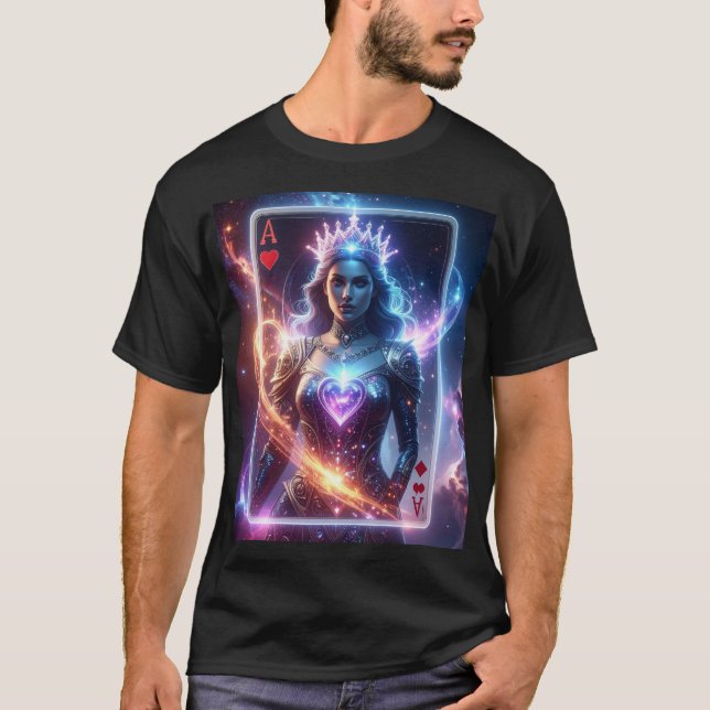 T-shirt Cosmic Ace of Hearts Celestial Royal Fantasy Card (Devant)