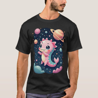 T-shirt Cosmic Axolotl Galactic Space Adventure Kawaii Sti