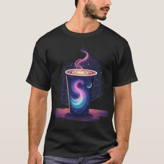 T-shirt Cosmic Caffeine | Galactic Nebula Swirl Coffee Cup
