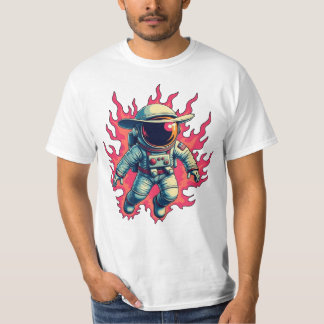 T-shirt Cosmic Cowboy - Un astronaute en flammes
