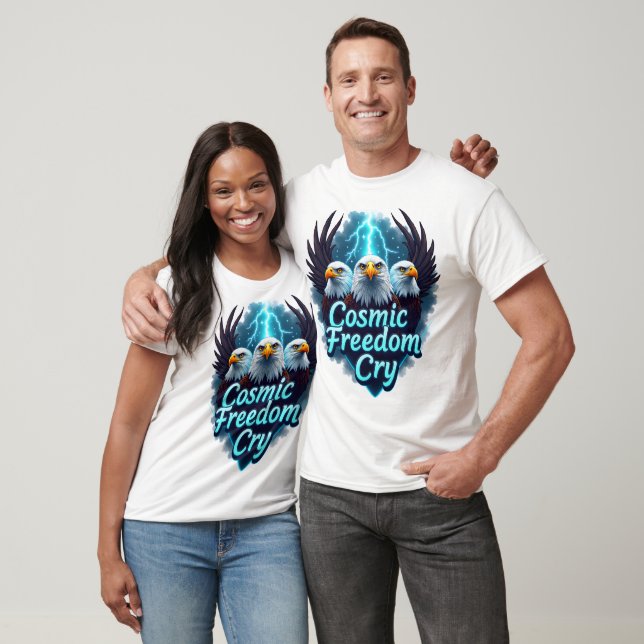 T-shirt Cosmic Freedom Cry — Triple Eagle Lightning Tee (Unisexe)