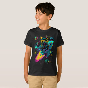 T-shirt Cosmic Frenchie Rocket Ride   Enfants Néon