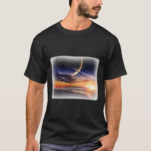 T-Shirt Cosmic Planet Horizon Basic Dark (Devant)