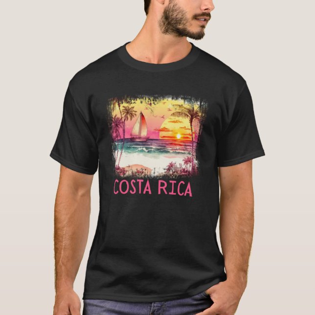 T-shirt Costa Rica Palm Tree Beach vacances été et sur (Devant)