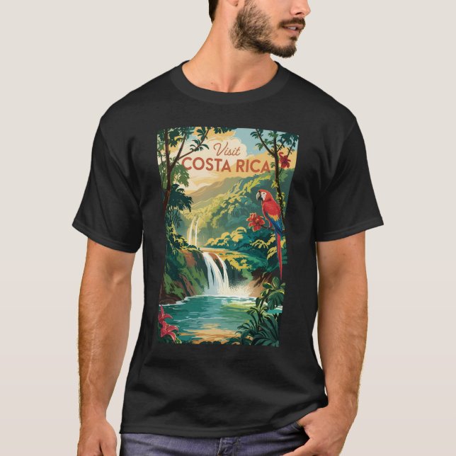 T-shirt Costa Rica Parrot Illustration Travel Art Vintage (Devant)
