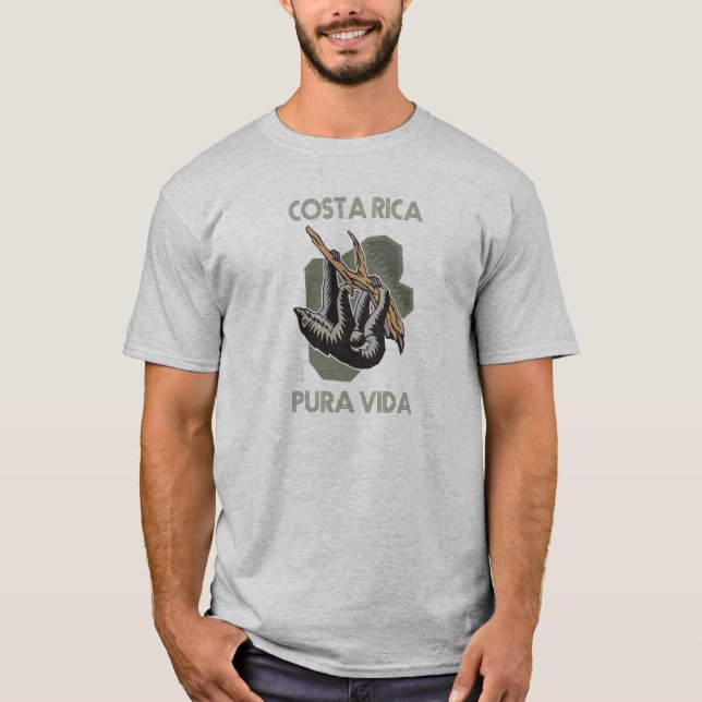 T-shirt Costa Rica Sloth Hanging From Tree Pura Vida T-Shi (Devant)