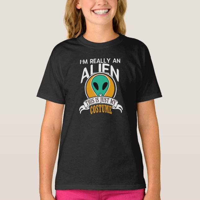 T-shirt Costume Alien Halloween C'Est Juste Mon Costume (Devant)