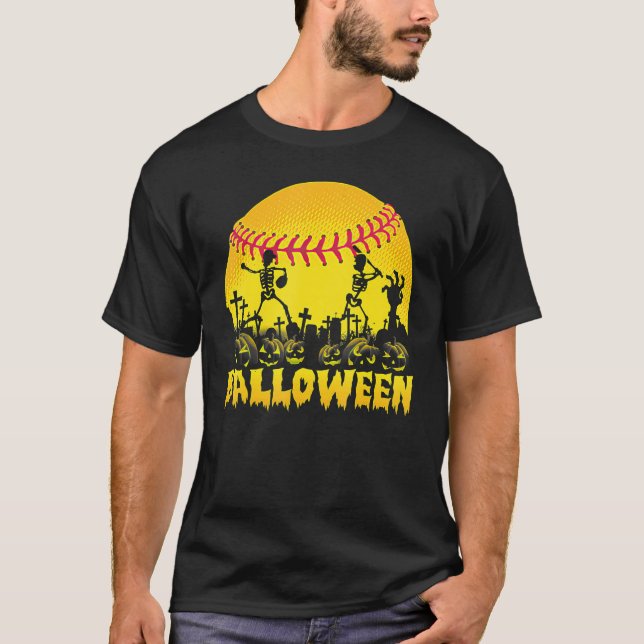 T-shirt Costume Citrouille de Balloween Softball Halloween (Devant)