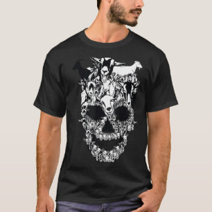 T-shirt Costume crâne de la chèvre jumelée Halloween drôle