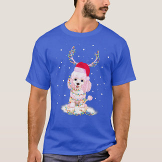 T-shirt Costume de caniche Reindeer Costume de Noël Lumièr