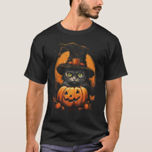 T-shirt Costume de chat de pumpkin d'Halloween Saison effr