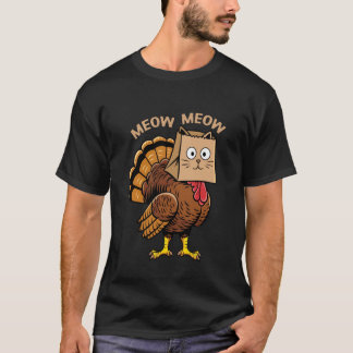 T-shirt Costume de chat de Thanksgiving heureux Dinde Drôl