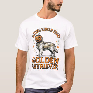 T-shirt Costume de chien Citrouille de Halloween pour Gold