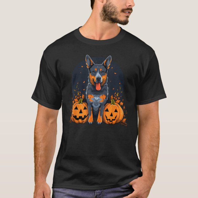 T-shirt Costume de chien de bétail australien citrouille B (Devant)