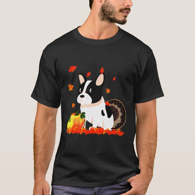 T-shirt Costume de Chien de taureaux français Thanksgiving (Devant)