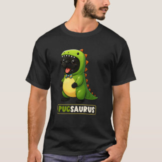 T-shirt Costume de dinosaure carlin noir Pugsaurus Trex Ma