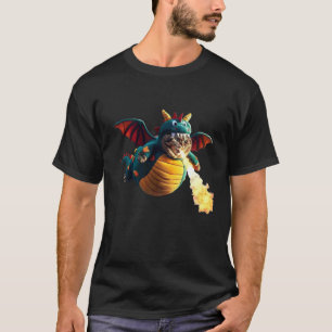 T-shirt Costume de Dragon de Chat Drôle Respirant le Feu C