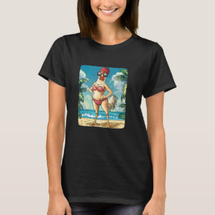 T-shirt Costume de Femme Poulet Drôle en Bikini pour Plage