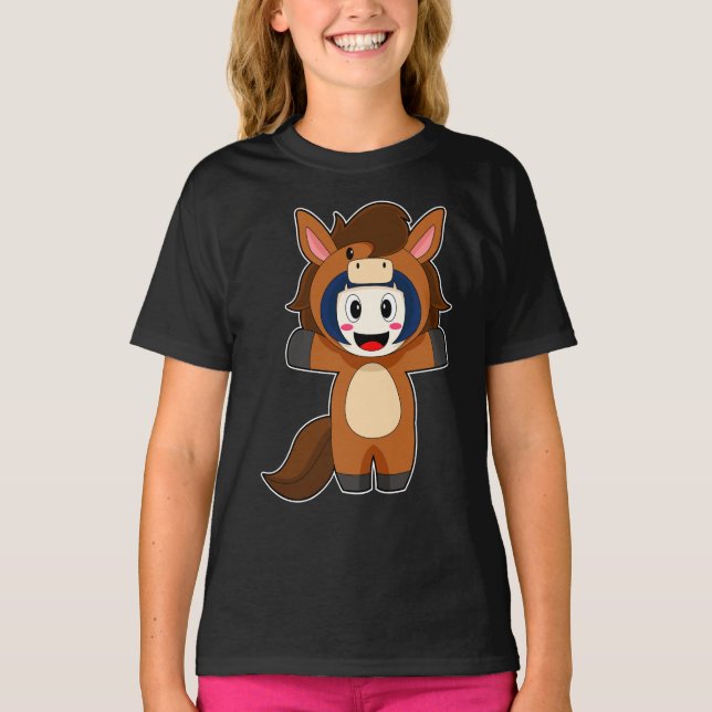 T-shirt Costume de fille de cheval (Devant)