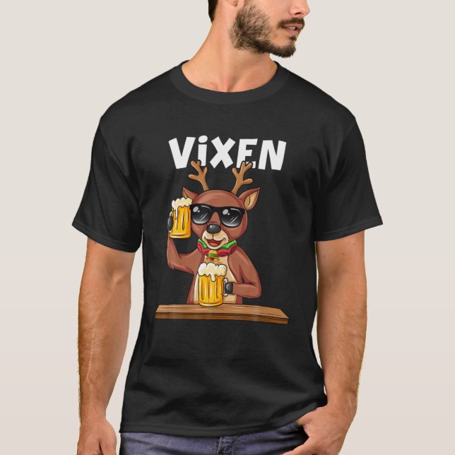 T-shirt Costume de groupe Noël Père Noël Reindeer Vixen Xm (Devant)