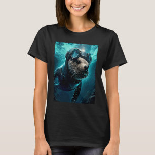 T-shirt Costume de loutre de mer cool plongée en scaphandr