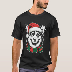 T-shirt Costume de Noël Chapeau Écharpe Santa pour Corgi G