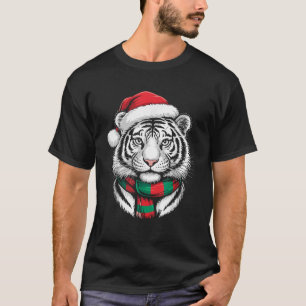 T-shirt Costume de Noël du Tiger Noël du Chapeau de Noël d