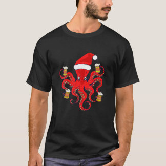 T-shirt Costume de Noël Octopus Beer Mugs rouge Octopus Me