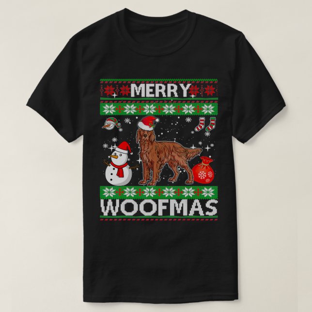 T-shirt Costume de Noël pour chien de Setter irlandais Mer (Design devant)