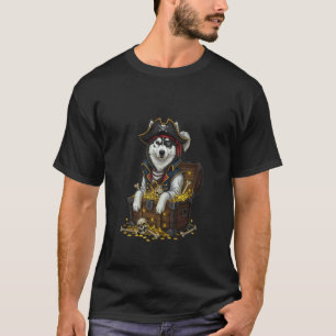 T-shirt Costume de pirate effrayant Funny Husky dans Tréso
