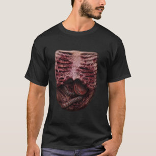 T-shirt Costume de poitrine Zombie d'Halloween déversé et