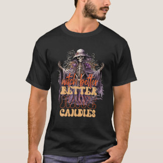 T-shirt Costume de sorcière pour filles Funny Retro Skelet