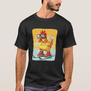 T-shirt Costume de sport d'hiver drôle pour poulet et skie
