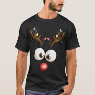 T-shirt Costume de visage de rennes Funny Noël Illustratio