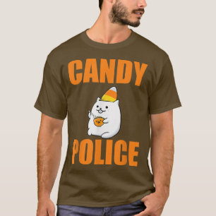 T-shirt Costume d'Halloween Bonbons Police Candy Corn Cat